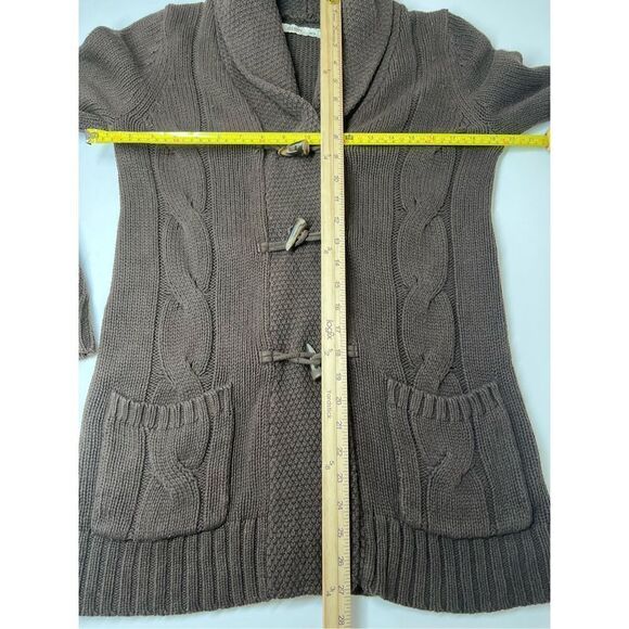 Old Navy Knit Cable Cardigan Brown 60% Cotton Buttoned 2 Packets Size S/ P - Picture 6 of 9